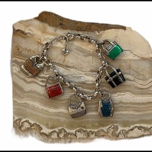 Brighton purse charm bracelet silver tone